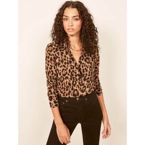 Reformation Violet Cheetah Button Down Top Small